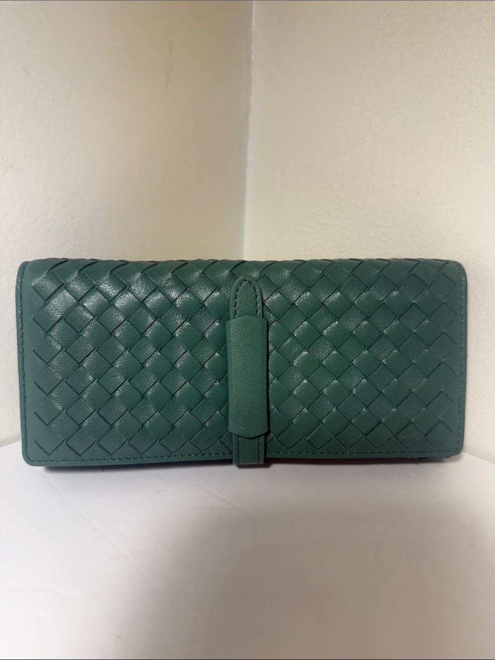 Woven Long Clutch Wallet in Teal